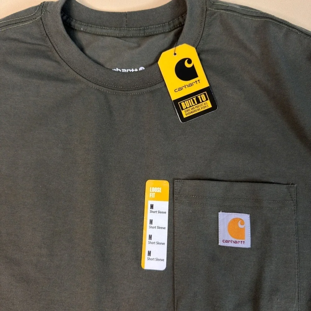 NEW Carhartt K87 Pocket T-Shirt Men's Medium M Loose Fit Heavyweight Dusty Olive